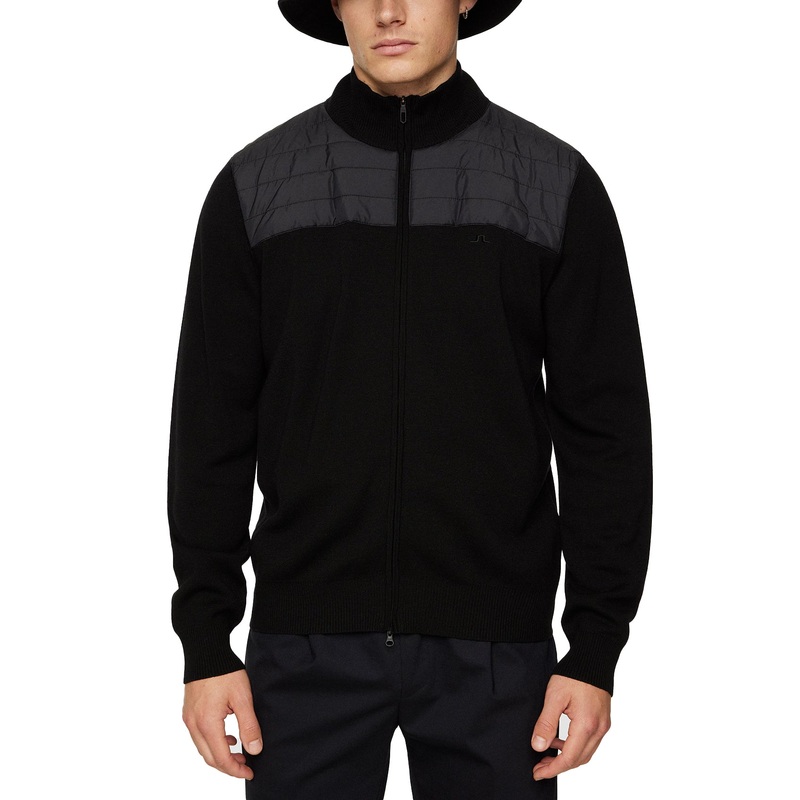 J.Lindeberg Bridge Knitted Hybrid Golf Sweater – Black