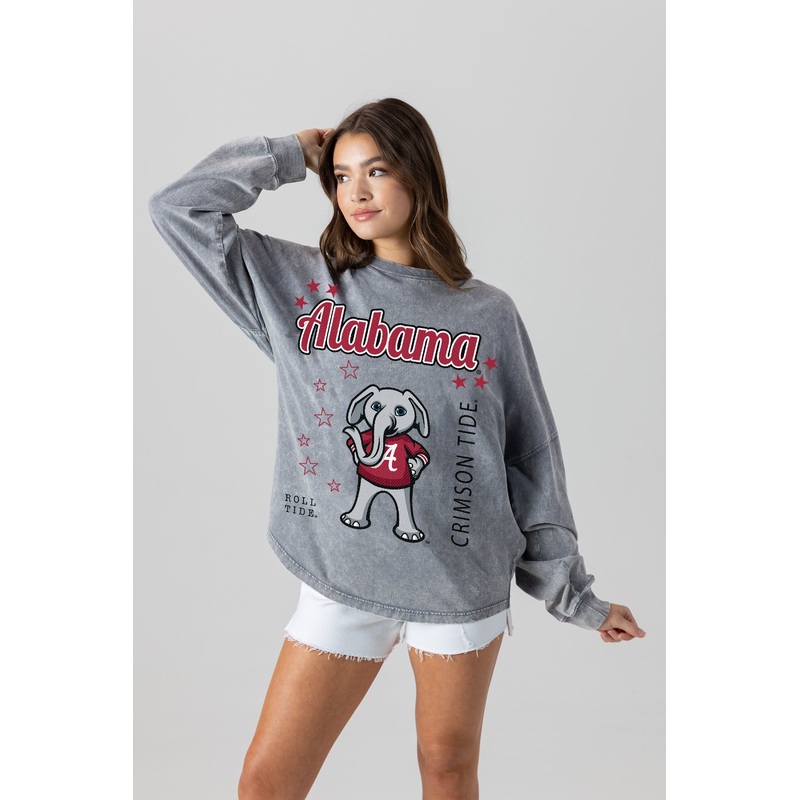 ALABAMA CRIMSON TIDE STARBOUND OVERSIZED LONG SLEEVE SNOW WASH TEE