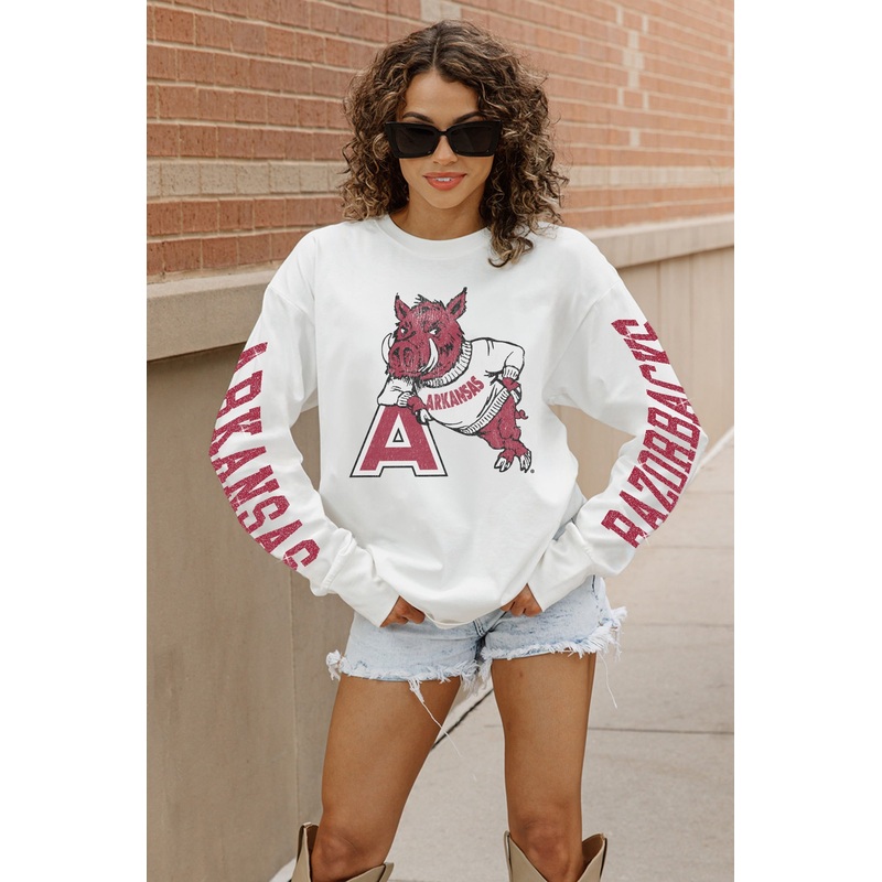 ARKANSAS RAZORBACKS GAME PLAN OVERSIZED LONG SLEEVE TEE