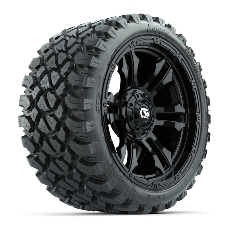 GTW Shogun Gloss Black 15 in Wheels with 23×10-R15 Nomad Steel Belted Radial All-Terrain Tires  Full Set