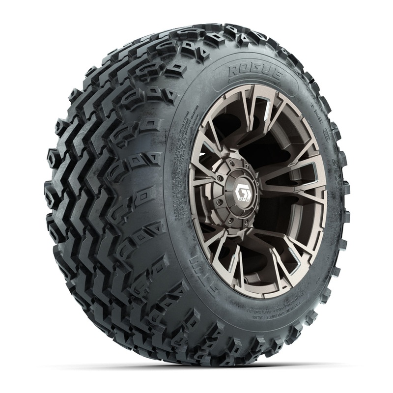GTW Vandal Satin Bronze/Machined 12 in Wheels with 22×11.00-12 Rogue All-Terrain Tires  Full Set