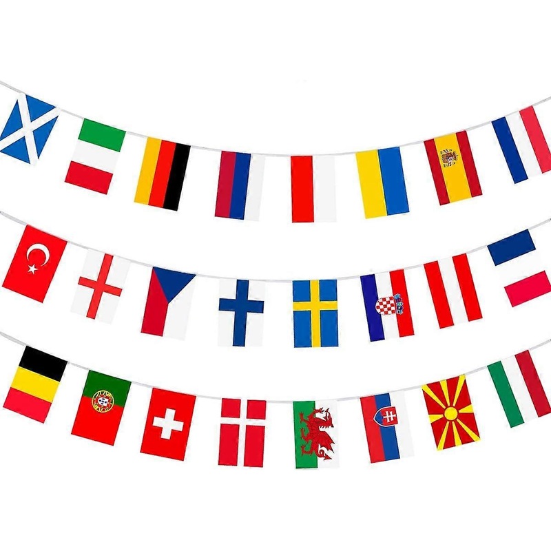 European Football Championship Flag Chain, European Football Flag Chain, 24 Flags, 20 x 28 cm – 9 m