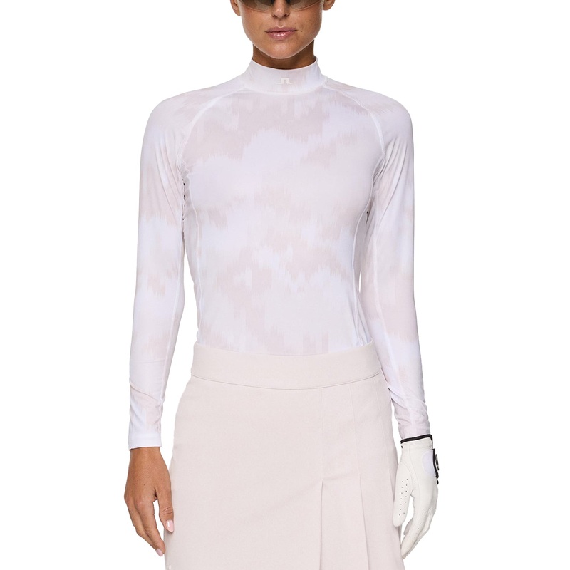 J.Lindeberg Women’s Ella Print Compression Golf Shirt – Warp Grey Lilac