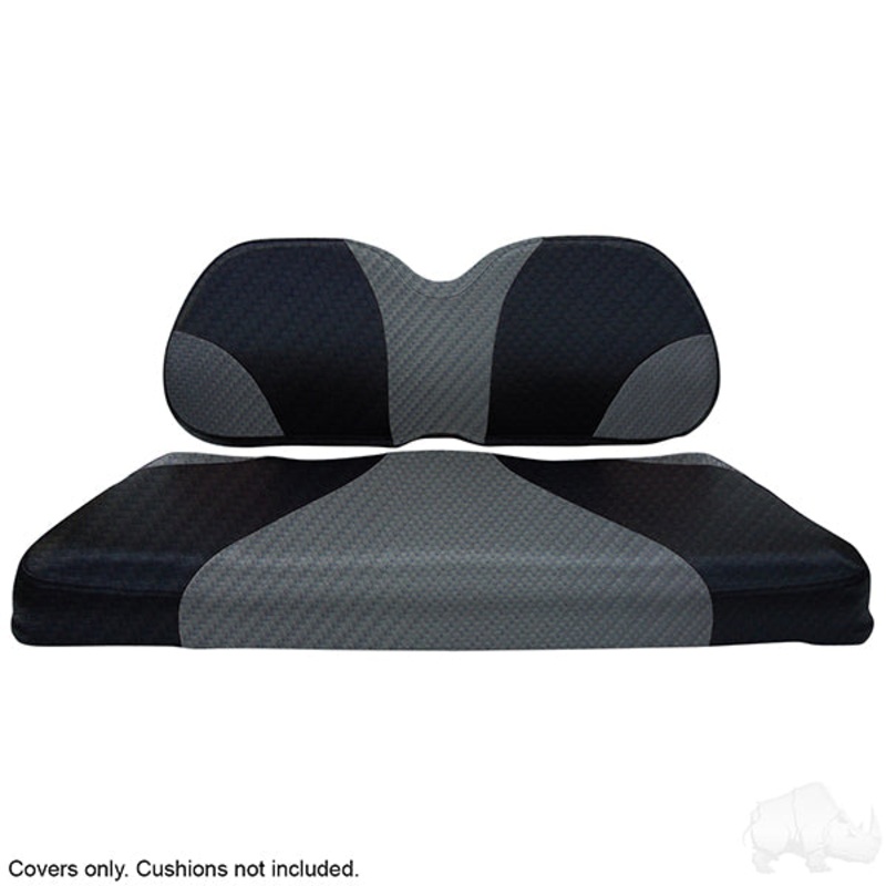 RHOX Front Seat Cover Set, Sport Black Carbon/Gray Carbon Fiber, Club Car Tempo, Precedent 04+ PN# SEAT-031BGCF-S-CV