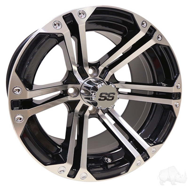 RHOX RX350, Machined w/ Black w/ Center Cap, 14×7 ET-25