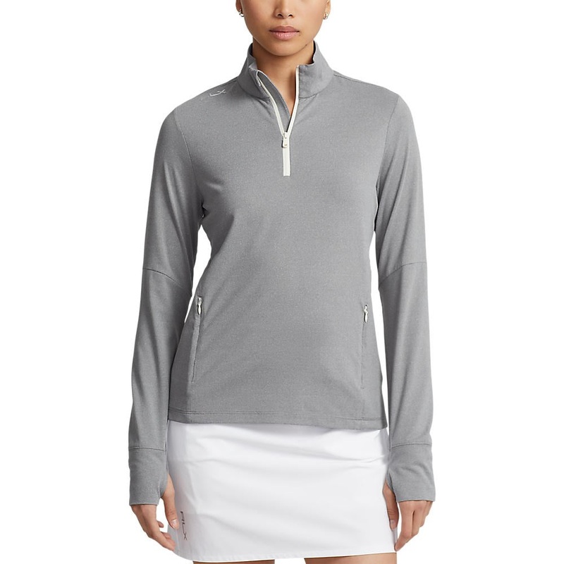 RLX Ralph Lauren Women’s Stretch Jersey 1/4 Zip Golf Pullover – Steel Heather/Chic Cream