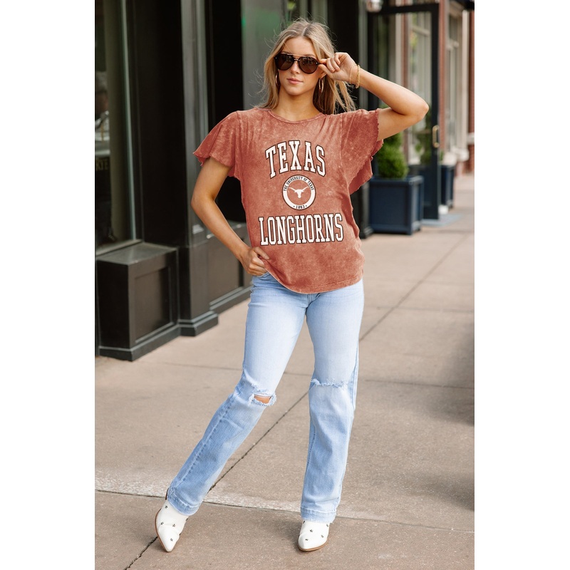 TEXAS LONGHORNS VICTORY MODE FLUTTER SLEEVE TEE IN TEX ORANGE