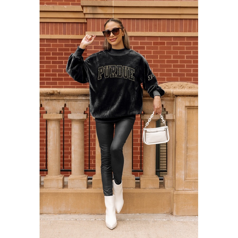 PURDUE BOILERMAKERS MAKE A MOVE MOCK NECK CHENILLE PULLOVER