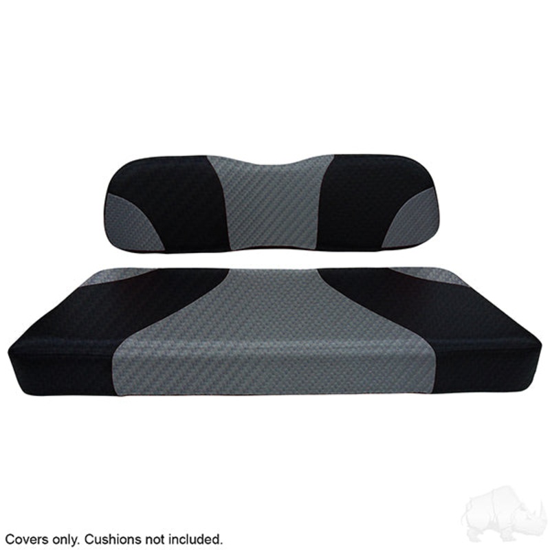 RHOX Front Seat Cover Set, Sport Black Carbon Fiber/Gray Carbon Fiber, Club Car DS PN# SEAT-021BGCF-S-CV