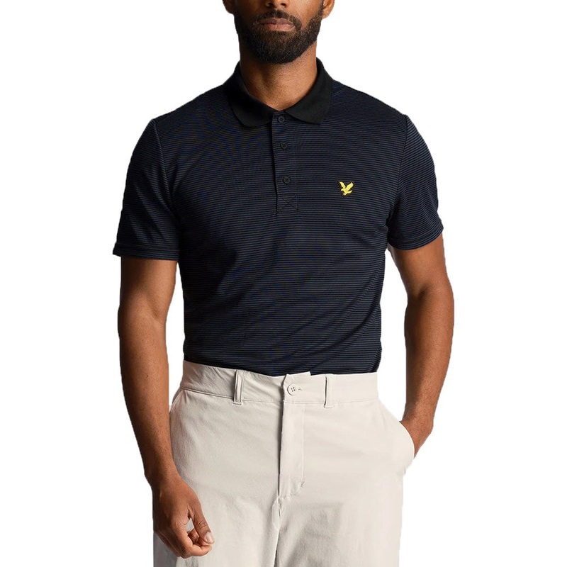 Lyle & Scott Microstripe Golf Polo Shirt – Dark Navy/Jet Black