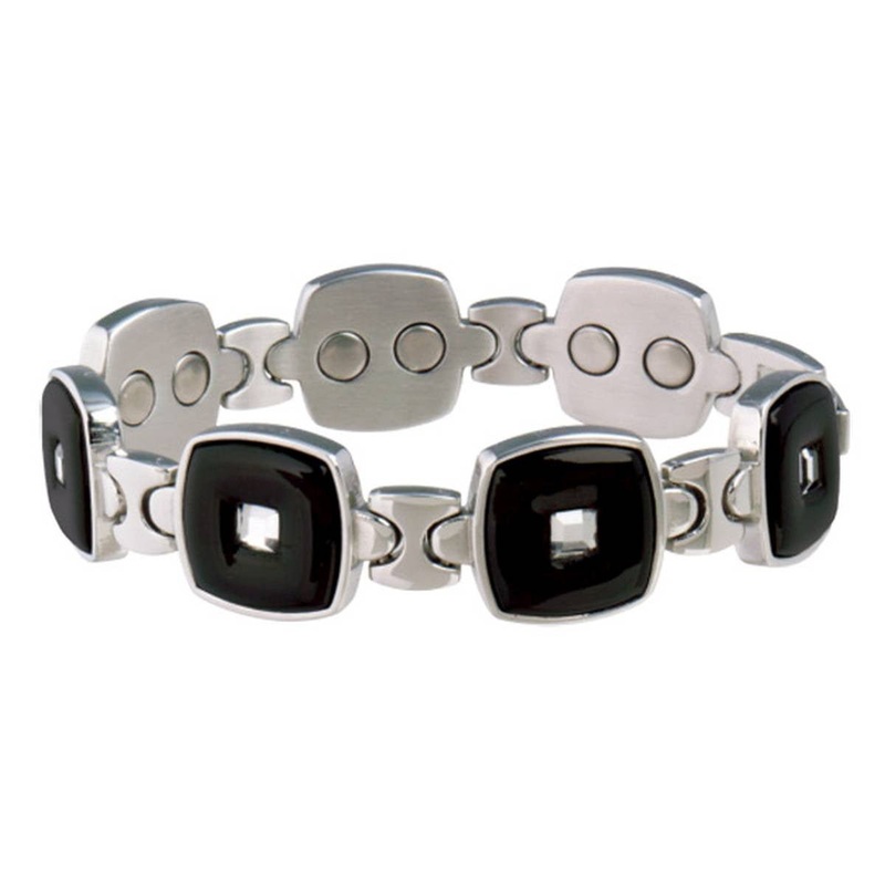 Sabona Executive Black/Stainless Gem Magnetic Bracelet – Small (6.5)