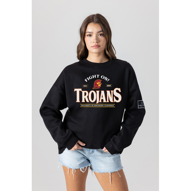 USC TROJANS Players Only Fleece Drop-Shoulder Crew