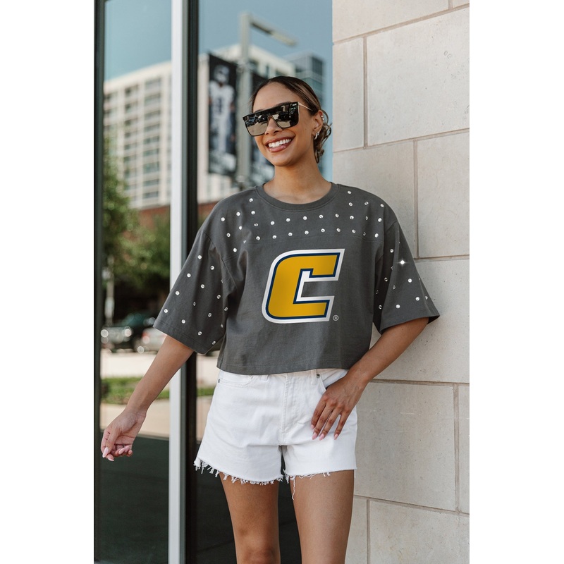 CHATTANOOGA MOCS Making Moves Rhinestone Crop Tee With Yoke