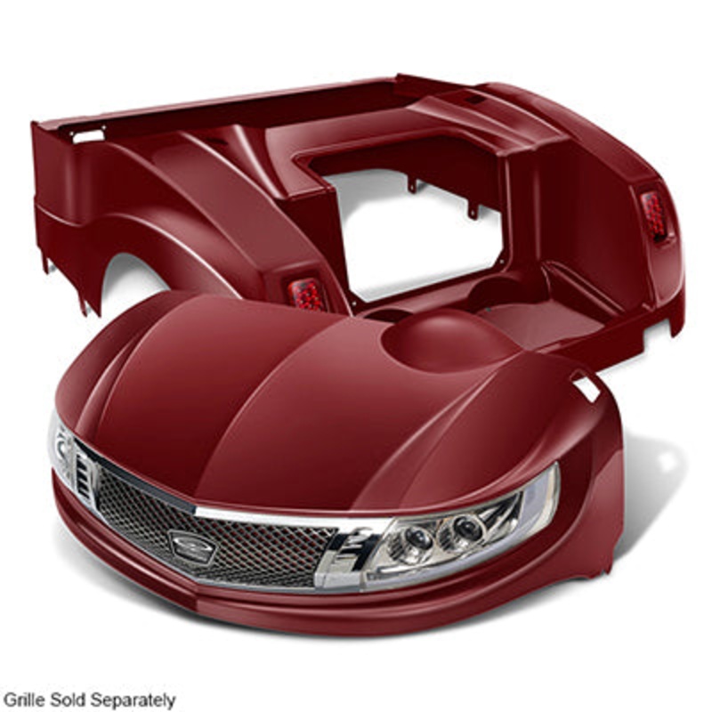 DoubleTake Phoenix Body Kit with Street Legal Light Kit, E-Z-Go RXV 08+, Burgundy PN# BOD-DT0113-BY