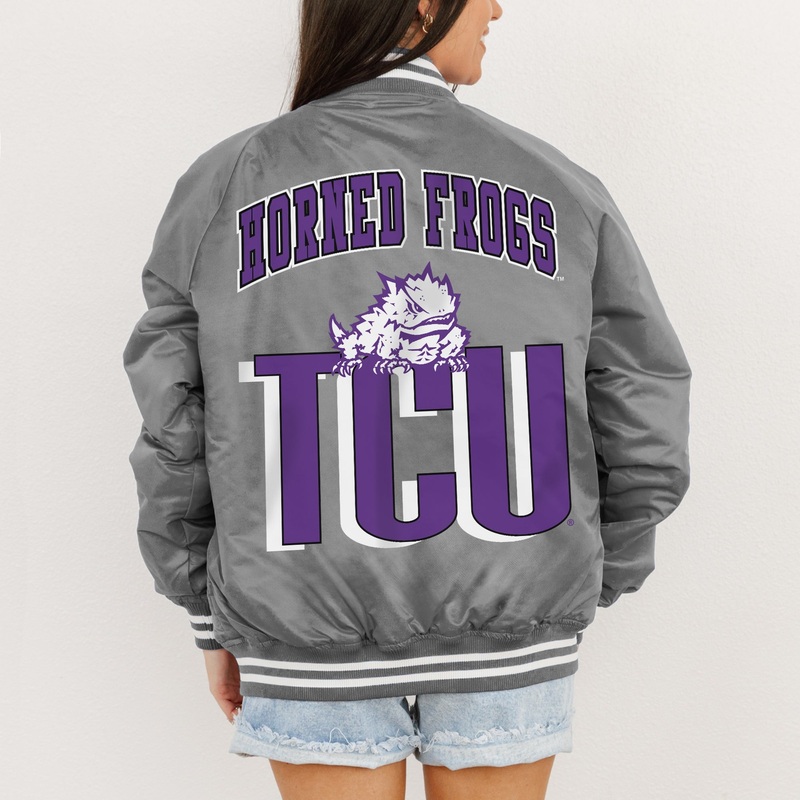 TCU HORNED FROGS FIERCE FOCUS SPORT STRIPE VARSITY JACKET