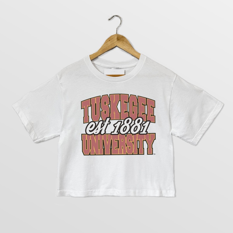 TUSKEGEE GOLDEN TIGERS DEEP ROOTS BOXY FIT WOMEN’S CROPPED TEE