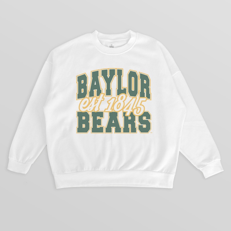 BAYLOR BEARS FADED FORMATION PREMIUM FLEECE DROP SHOULDER CREWNECK PULLOVER