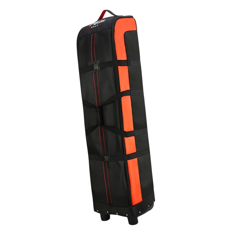 Golf Travel Bags with Wheel Universal Detachable Folding Waterproof Club Bag black orange