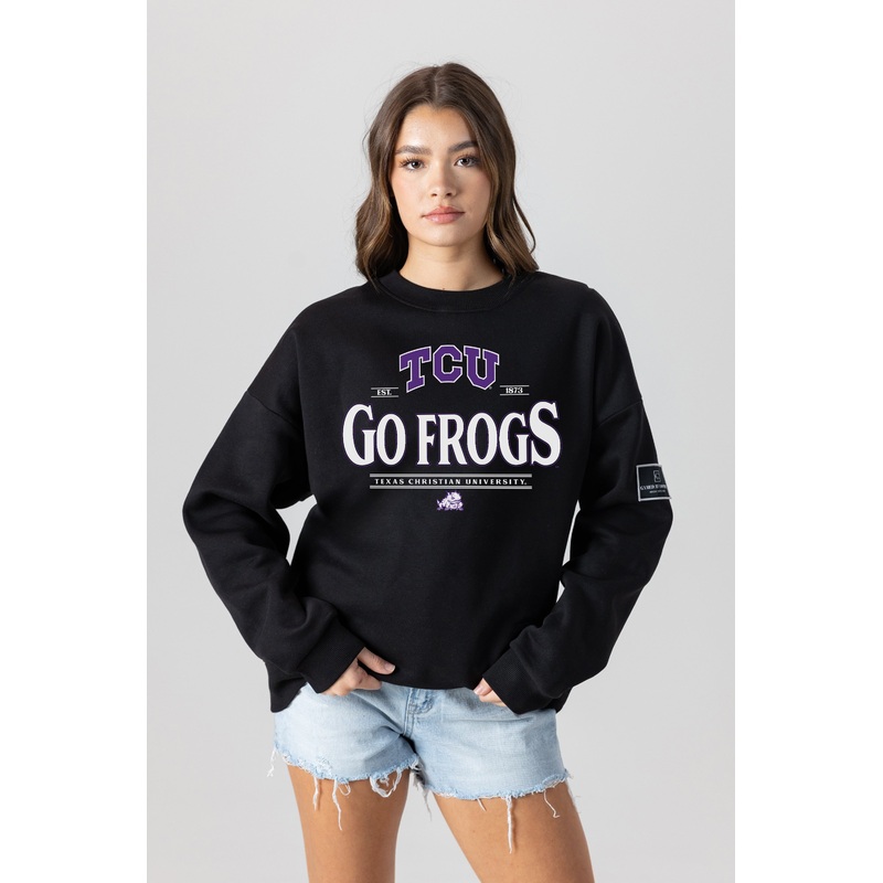 TCU HORNED FROGS Players Only Fleece Drop-Shoulder Crew