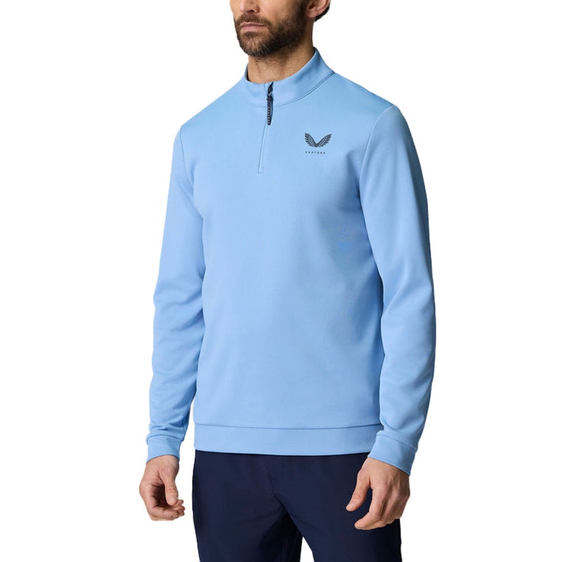 Castore Club Classic Quarter Zip Golf Pullover – Sky Blue/Midnight Navy