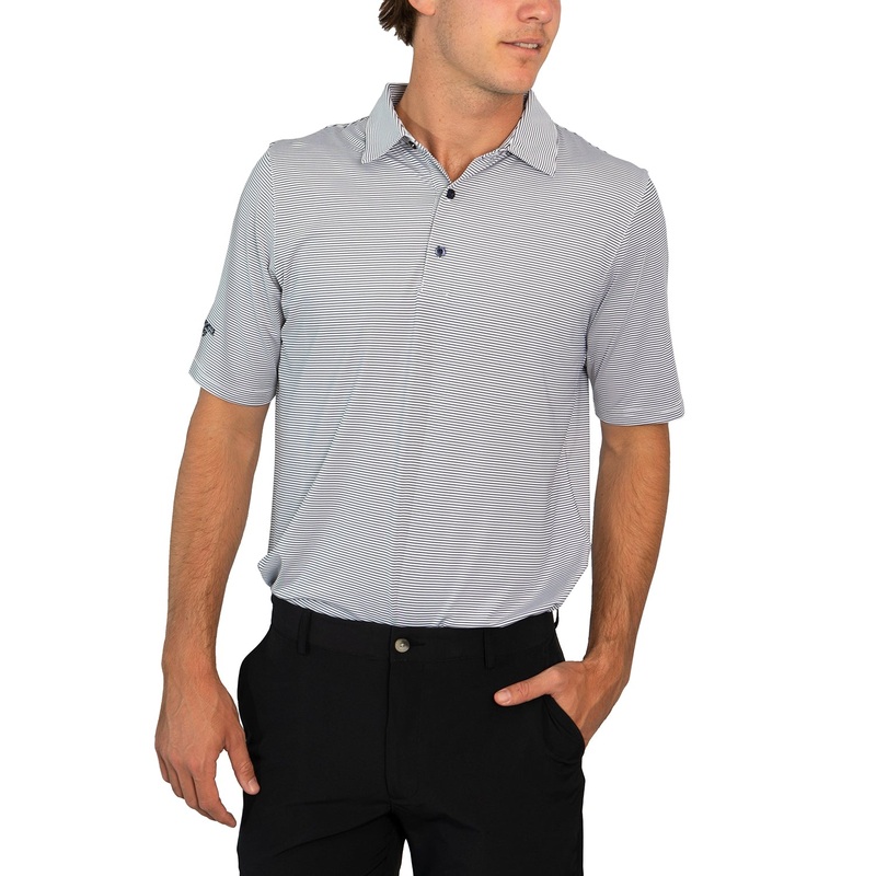 Glenmuir Torrence Micro Stripe Performance Golf Shirt – White/ Navy