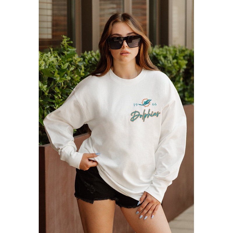 MIAMI DOLPHINS Double Move Oversized Long-Sleeve Tee