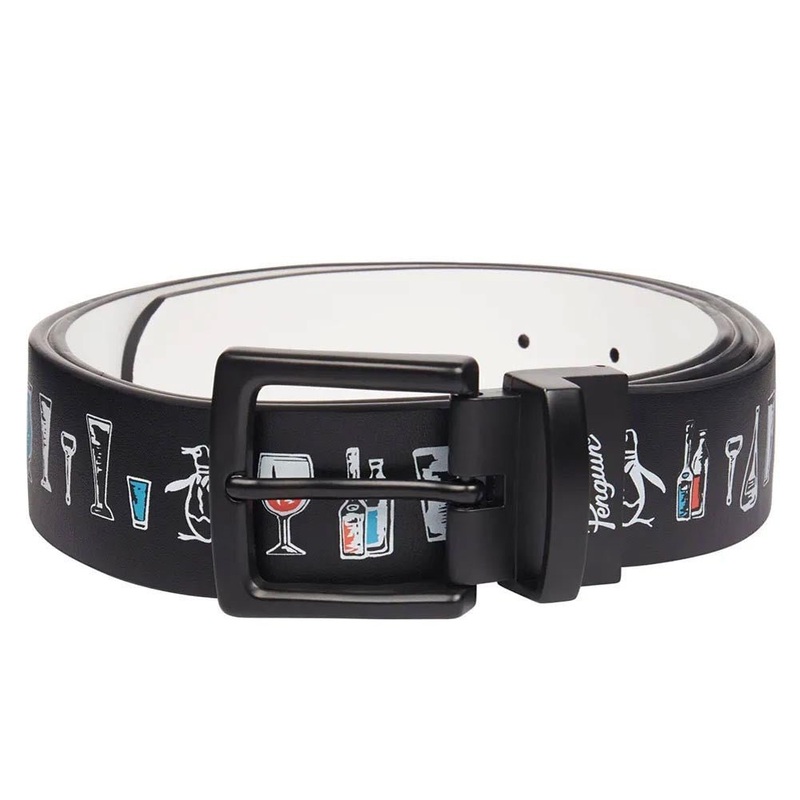 Original Penguin Have a Beer Print Reversible Leather Belt