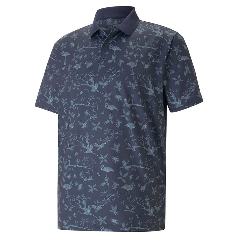 Puma Mattr Lagoon Golf Polo|Navy Blazer Evening Sky|White Flamingo Pink|Small|Medium|Large|X-Large|XX-Large|XXX-Large