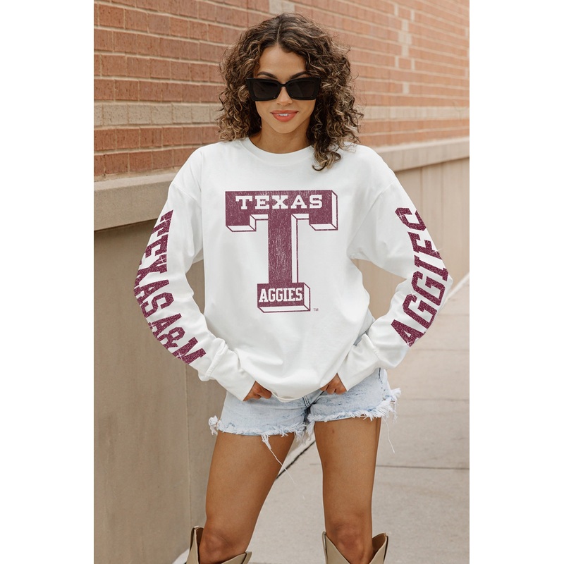 TEXAS A&M AGGIES Game Plan Oversized Long-Sleeve Tee