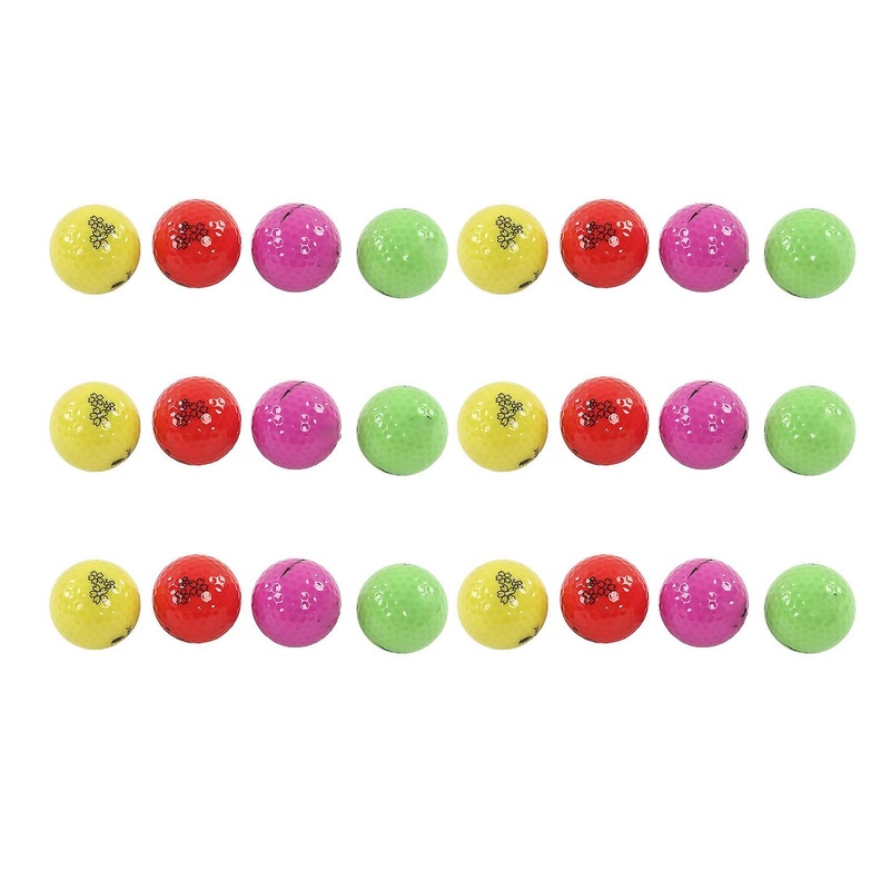 24Pcs Golf Ball Set Rubber Colorful Good Resilience 2 Layer Golf Ball for Course Play Practice Gifts and More (B153)