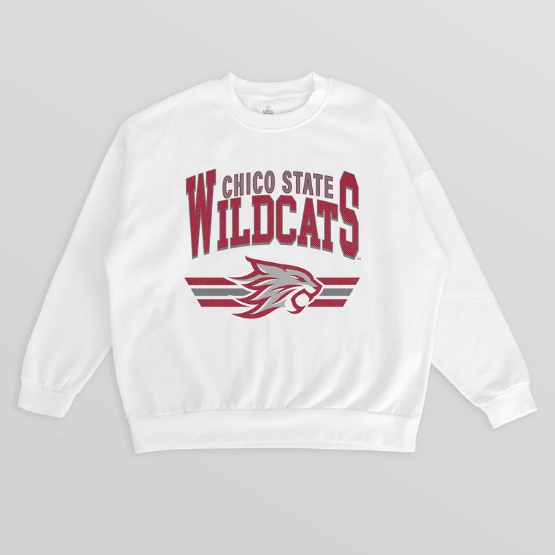 CHICO STATE WILDCATS SWIFT STRIKE PREMIUM FLEECE DROP SHOULDER CREWNECK PULLOVER