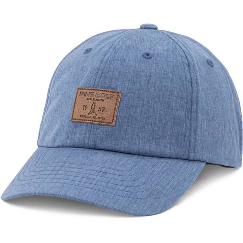 Ping Back Nine Leather Hat|Blue