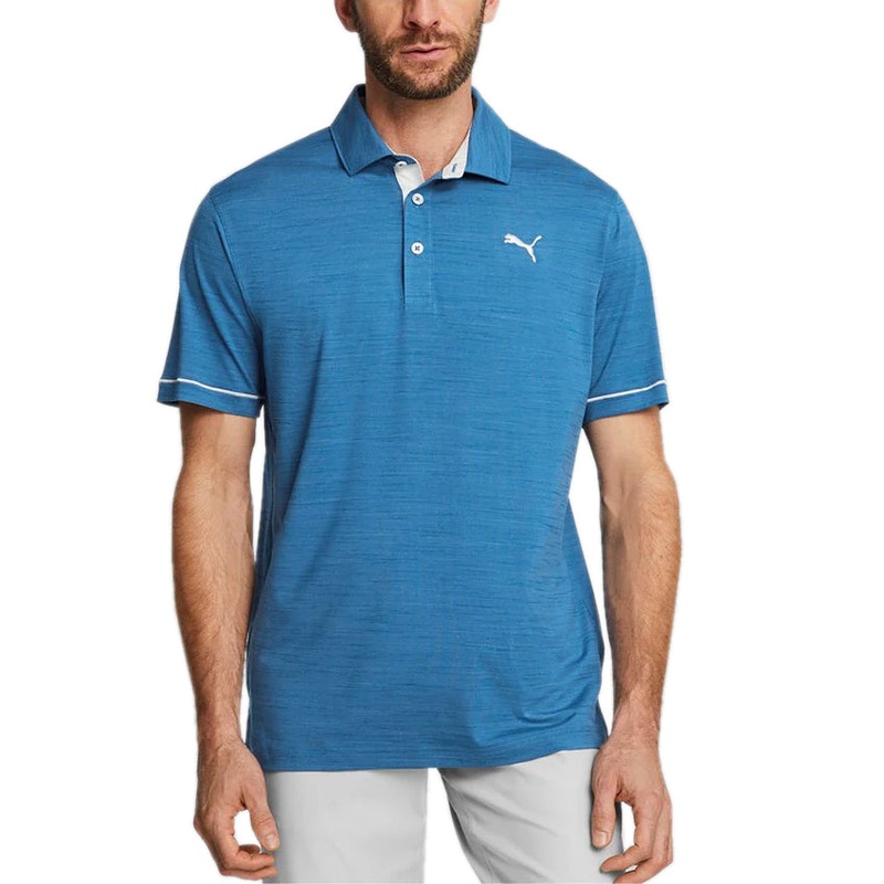 Puma Cloudspun Haystack Golf Polo Shirt – Lake Blue Heather/ High Rise