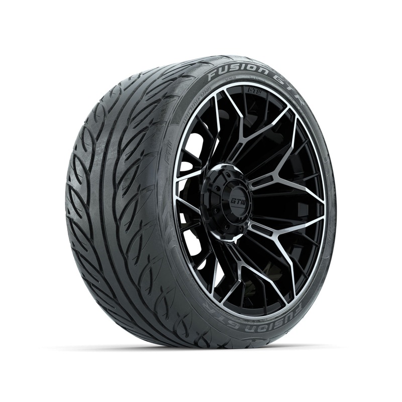 Set of (4) 15 in GTW Stellar Machined & Black Wheels with 215/40-R15 Fusion GTR Street Tire PN# A19-798