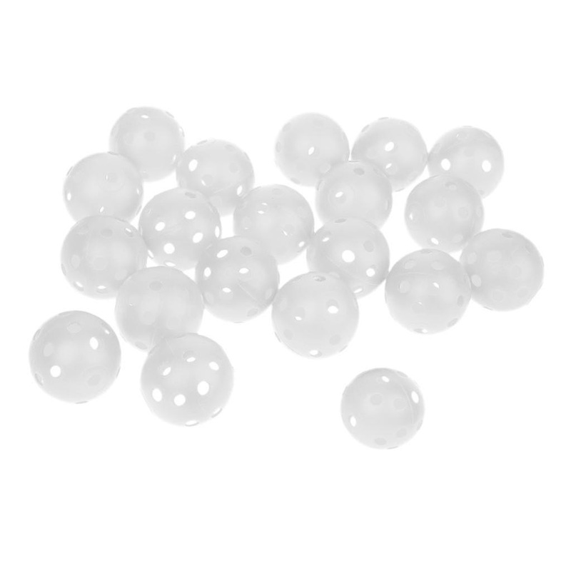 20 Pieces Plastic Hollow Golf Balls Perforated Practice Training Ball White
