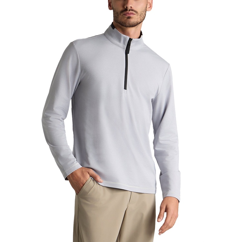 G/Fore Brushed Back Tech Golf Quarter Zip – Light Grey Melange