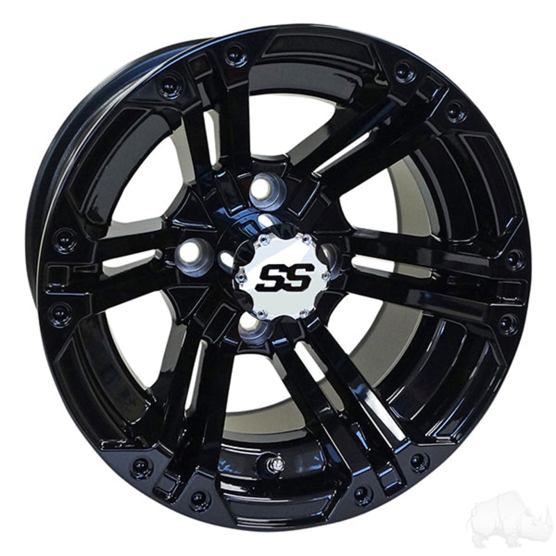 RHOX RX334 Gloss Black w/ Chrome Center Cap, 12×7 ET-25 PN# TIR-RX334
