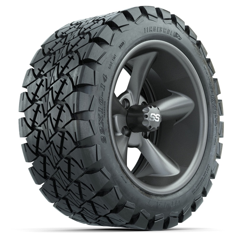 Set of (4) 14 in GTW Godfather Wheels with 22×10-14 GTW Timberwolf All-Terrain Tires PN# A19-633