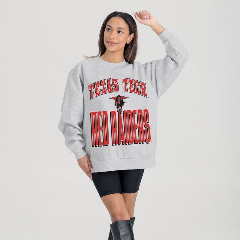 TEXAS TECH RED RAIDERS FIERCE FOCUS PREMIUM FLEECE DROP SHOULDER CREWNECK PULLOVER
