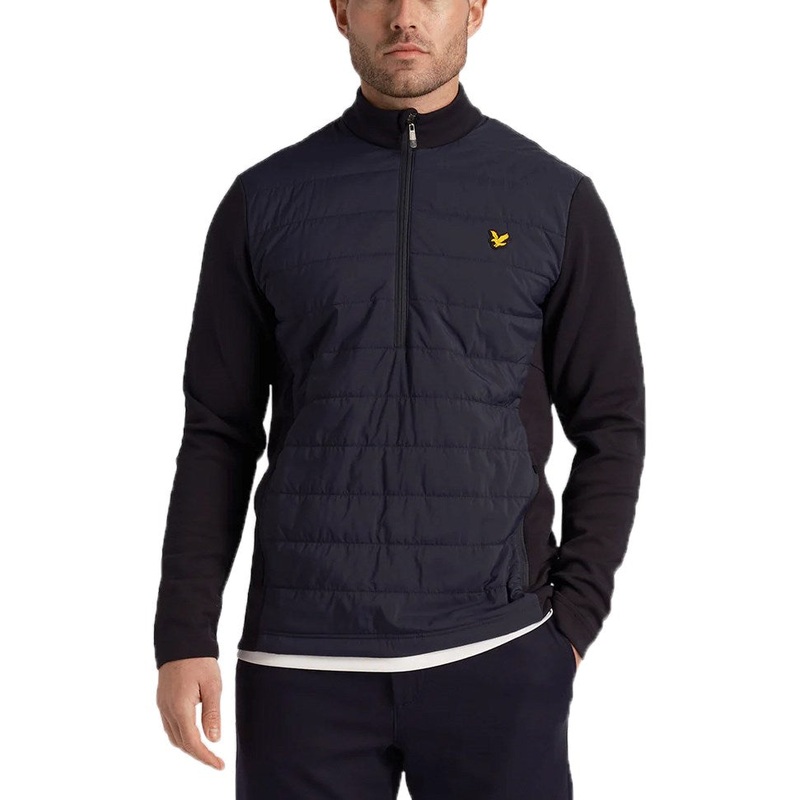 Lyle & Scott Baffle Quilted Quarter Zip Golf Midlayer – Dark Navy