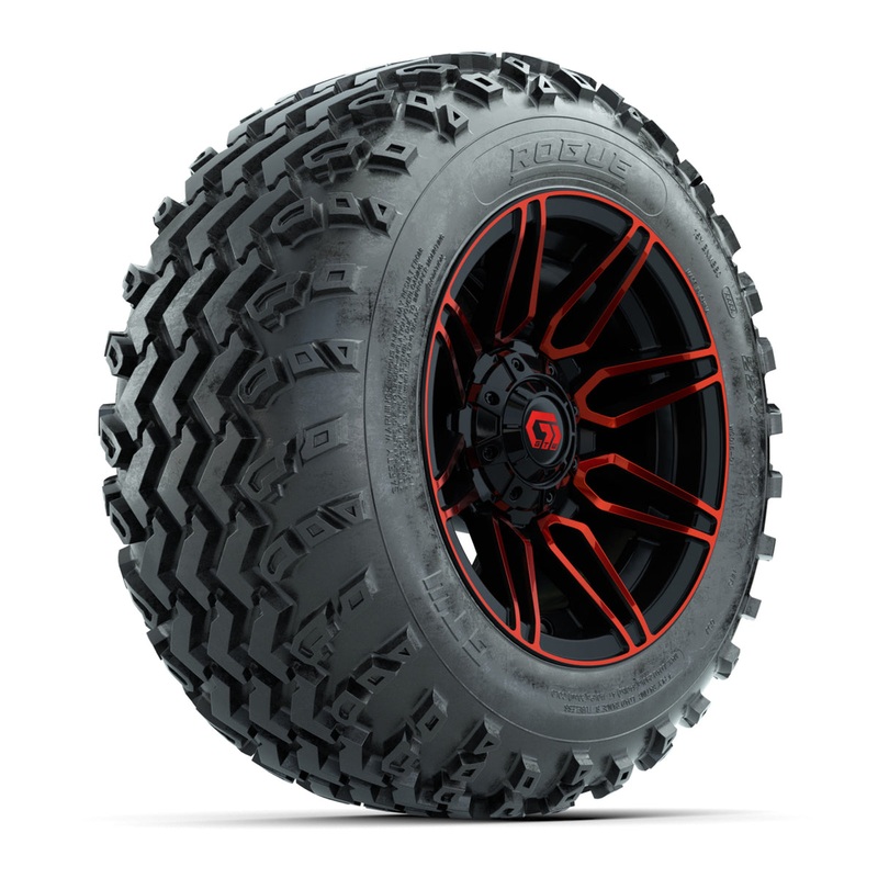 GTW Stealth Black/Red 12 in Wheels with 22×11.00-12 Rogue All-Terrain Tires  Full Set