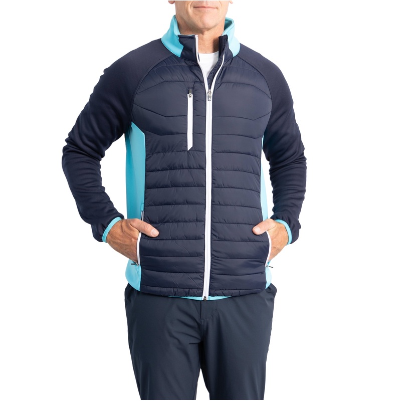 Sunderland Zermatt Padded Stretch Panel Performance Golf Jacket – Navy/ Aqua