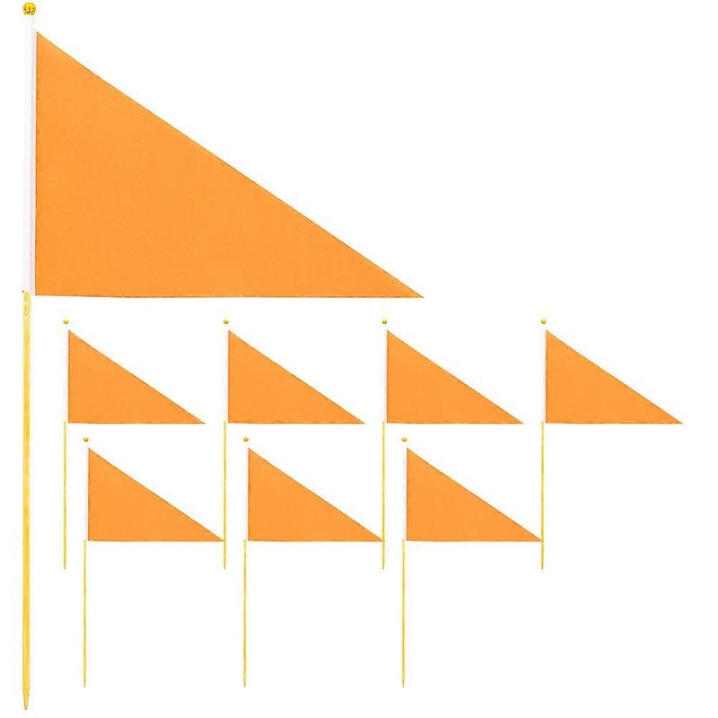 8pcs Durable Lawn Mark Flags with Poles  Triangle Garden Markers for Sprinkler Identification and Construction Use