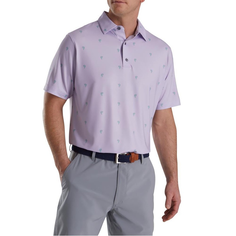 FootJoy Cactus Print Lisle Self Collar Polo