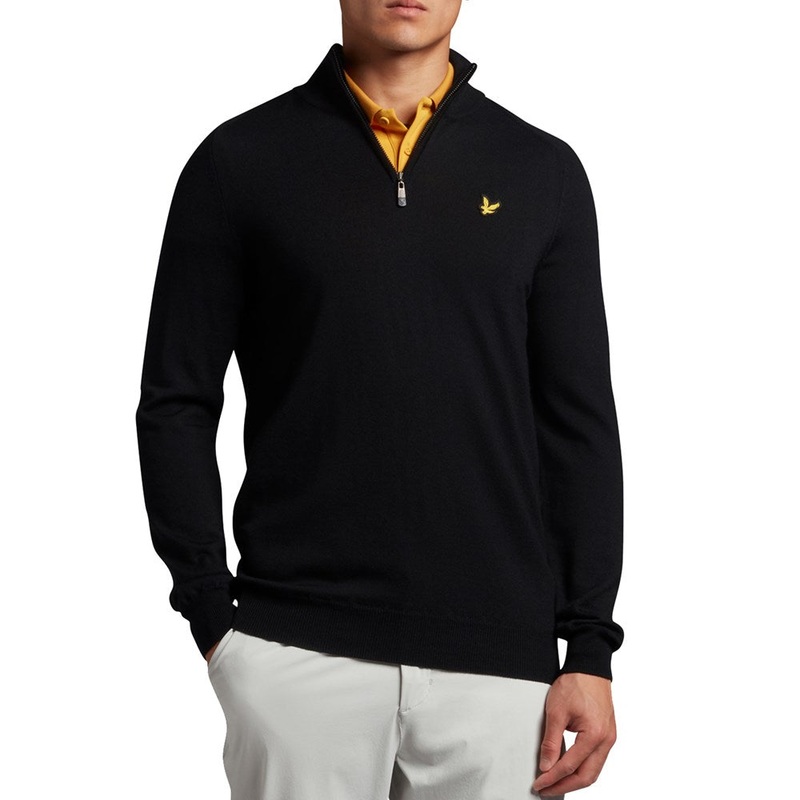 Lyle & Scott Merino 1/4 Zip Pullover – Jet Black