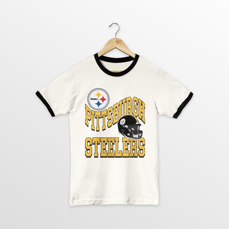 PITTSBURGH STEELERS HARD EARNED VINTAGE RINGER TEE