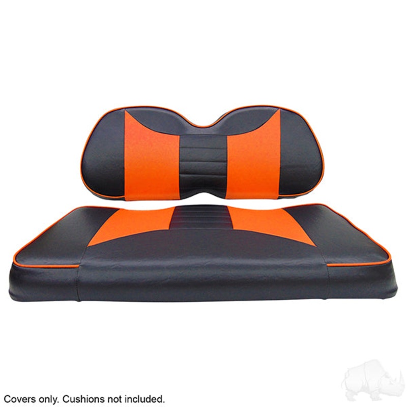 RHOX Front Seat Cover Set, Rally Black/Orange, Club Car Tempo, Precedent 04+ PN# SEAT-031BO-R-CV