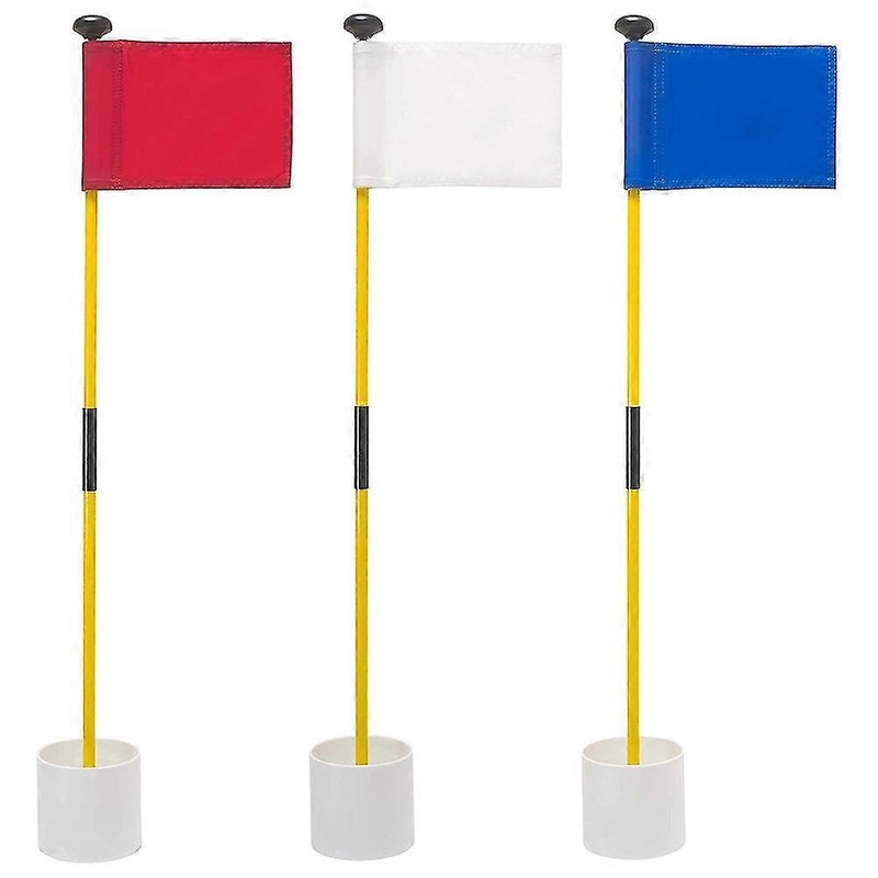 3 Pcs Backyard Practice Golf Hole Pole Cup Flag Sticks,Golf Putting Flagpoles,Golf Flag,Golf Accessories,White & Blue
