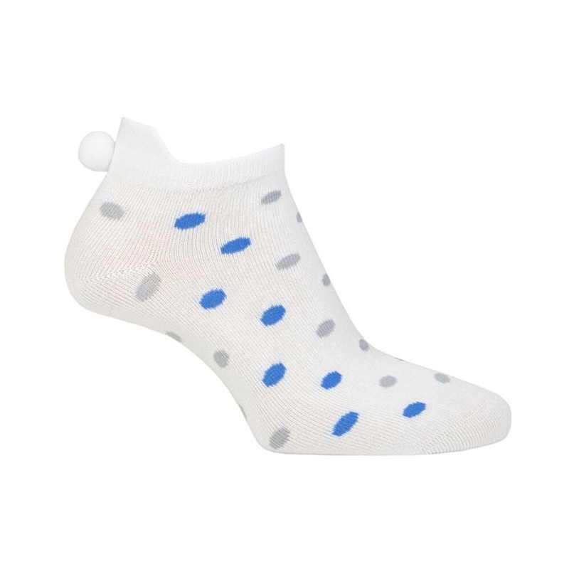 Glenmuir Women’s Eugenie Patterned Golf Socks – White/Tahiti & Light Grey Dots