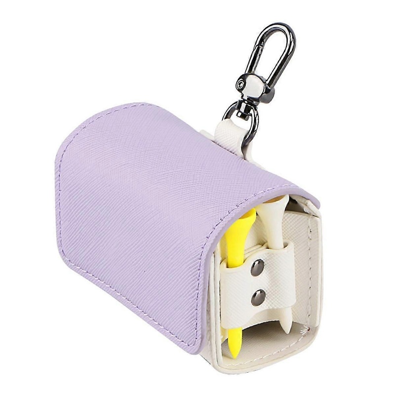 Golf Ball Bag Pouch Color-Blocked Golf Tees Bag Pouch Holder Magnetic Metal Hangings Buckle for 2 Golf Balls Purple